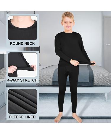 Silkfly Boys Thermal Underwear Set - Fleece Lined Long Johns for Kids - Base Layer Shirt and Pants Set - Winter Large - Buy Online on GoSupps.com
