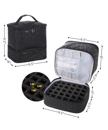 Double-Layer Nail Polish Organizer Case with UV Nail Lamp Storage - Holds 30 Bottles | Black - Buy Online on GoSupps.com