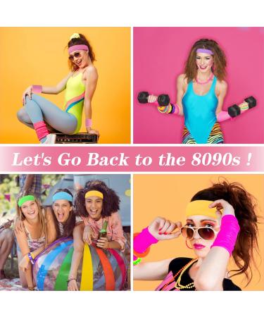 15-Piece Neon Sweat Band Set | 80s Style Elastic Wristbands & Bracelets for Sports | Basketball Tennis Gym - Unisex - Buy Online on GoSupps.com