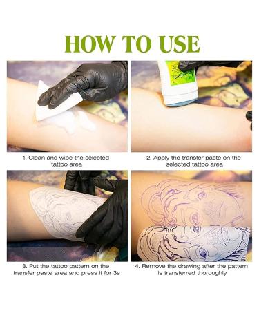 Rotatable Tattoo Transfer Cream Gel with Transfer Paper - Temporary Tattoo Solution - Buy Online on GoSupps.com