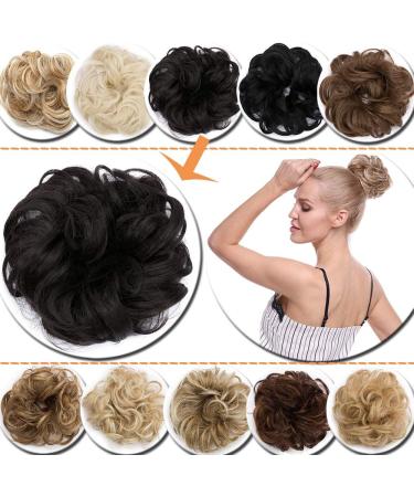 Medium Brown Curly Messy Updo Scrunchie Hair Bun Extension Ponytail Chignon - Buy Online on GoSupps.com