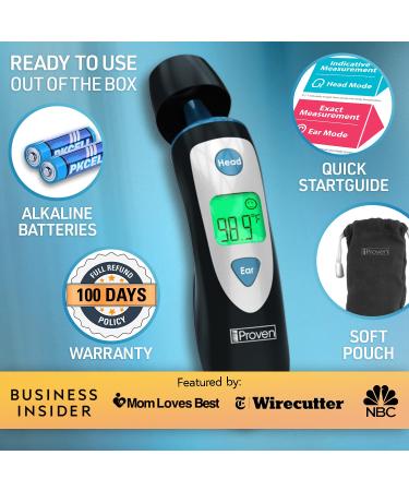 iProven DMT-489 Temporal and Ear Thermometer for Adults, Kids, Children, Babies - Accurate Medical Infrared Readings - Digital Forehead Thermometer (Black) - Buy Online on GoSupps.com