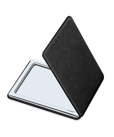 Compact Mirror for Men, Women and Girls, Black Travel Makeup Mirrors for Handbag and Pocket, Portable Double-Sided Mirror with Distortion Free