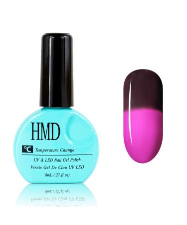 Canada HMD Soak Off UV LED Temperature Changing gel nail polish fast effect fast cure 8ml ( B ) (007) color is Rasin with Purple.
