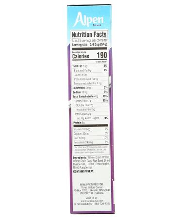 Alpen Triple Berry No Sugar Added Muesli - Swiss Style Cereal | Whole Grain, Non-GMO, Heart Healthy, Kosher, Vegan | Real Fruit, 10 oz - Buy Online on GoSupps.com