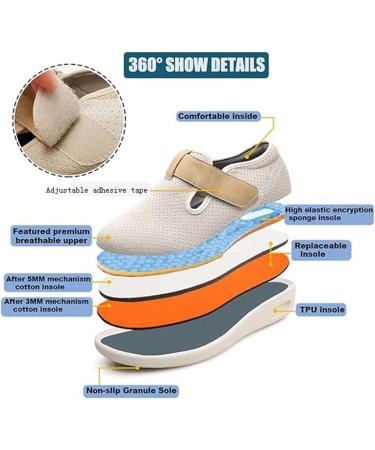 Plantar Fasciitis Shoes for Women - Comfortable Adjustable Diabetic Indoor & Outdoor Footwear - Perfect Gift for Mother's Day Birthdays & Anniversaries - Size 12.5 in Black/Gray - Buy Online on GoSupps.com