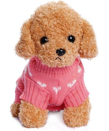 Pink Heart Dog Knitted Sweater for Small Cats and Dogs - Warm Holiday Pet Clothes - Buy Online on GoSupps.com