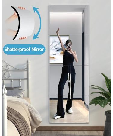 Shatterproof Full Length Wall Mirror Set 12x12 Acrylic Tiles, Extra Thick, Over The Door & Wall-Mounted, Ideal for Bedroom, Living Room, Home Gym Pack of 4 - Buy Online on GoSupps.com