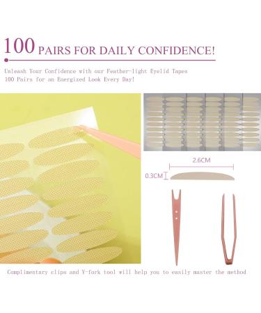 Mercham 4MM Eyelid Lift Strips - Natural, Self-Adhesive Tape for Hooded Eyes - Instant Eye Lift Without Surgery - 100 Pairs - Buy Online on GoSupps.com