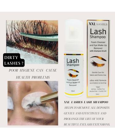 Eyelash Shampoo for Extensions - Micelle Foam Cleaner with Wild Rose | 50ml - Eyelash Care Makeup & Eyelid Cleaner with Brush - Buy Online on GoSupps.com