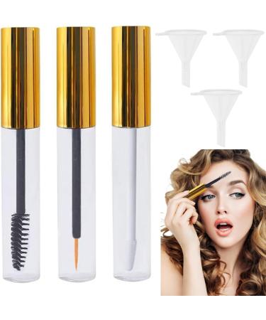 Empty Mascara Tube and Wand Glass with Brush and Funnels 10ml Empty Lip Gloss Tubes Refillable Empty Mascara Tube Portable Lip Gloss Containers for Women Girls Daily Use Gold Lip Gloss Containers - Buy Online on GoSupps.com