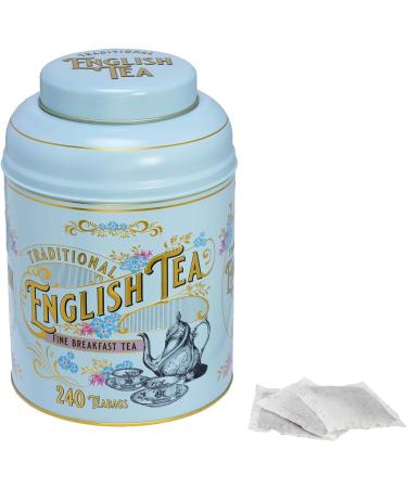 New English Teas Vintage Victorian Tea Caddy - 240 English Breakfast Teabags - Powder Blue - 1 Count Pack - Buy Online on GoSupps.com