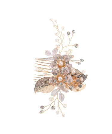 Beatifufu Hair Comb Birthday Headpiece Rhinestone Tiara Headband Aesthetic Hair Accessories Floral Hair Headpiece Princess Headband Bride Hair Accessory Flower Clip Bridesmaid Pearl Wedding