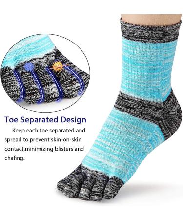 Meaiguo Women's Running Toe Socks - 4 Pairs, Grey/Blue/Pink/Purple - Buy Online on GoSupps.com