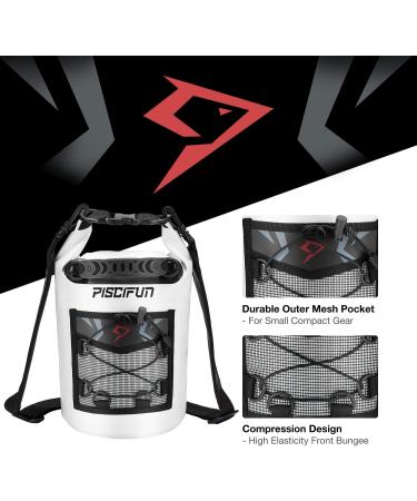 Piscifun 5L Waterproof Dry Bag Backpack in White for Kayaking & Fishing - Buy Online on GoSupps.com