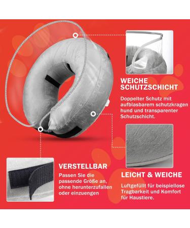 Ashpas Inflatable Break Ruff Dog Collar & Cat Collar | Leak Protection Comfort & Recovery Support - Sizes for Long Snouts (04_XL) - Buy Online on GoSupps.com