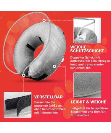 Aschpas Inflatable Break Ruff Dog Collar - Protective Layer for Long Snouts | Cat & Dog Leak Protection | Comfort After Surgery | Size M - Buy Online on GoSupps.com