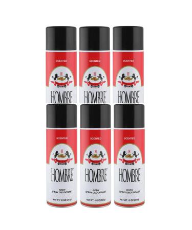 Hombre Red Deodorant Spray 10oz 283g With 80% More Product! (6 Pack) 10 Ounce (Pack of 6)