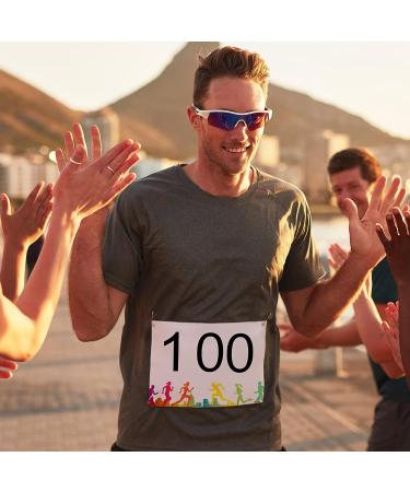 Running Bib Competitor Numbers with Safety Pins for Marathon Sports Competition Events Numbers Race Bibs Paper Tags Tear Proof Waterproof for Track and Field 6 x 7.5 Inch (1-100 Number  100 Pieces) - Buy Online on GoSupps.com