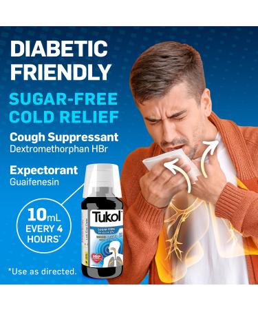 TUKOL Sugar-Free Cough & Cold Relief Syrup | Non-Drowsy Fast-Acting Dextromethorphan | Safe for Diabetics & High Blood Pressure | 4 Fl Oz - Buy Online on GoSupps.com