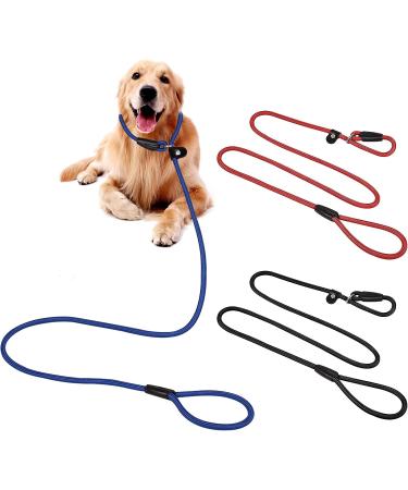 Jinlaili 3Pack Nylon Dog Slip Lead Adjustable Loop Training Dog Leash Dog Training Lead Pet Leash Rope Collar Slip Lead for Small and Medium Dog (Blue red Black) - Buy Online on GoSupps.com