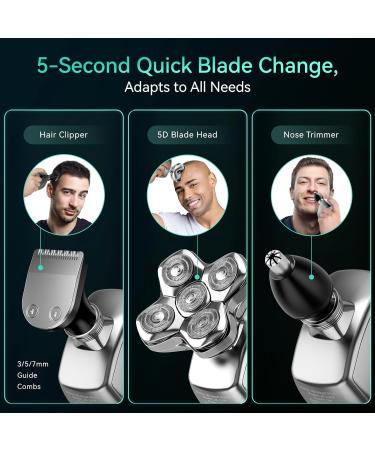 5D Head Shavers for Bald Men - Kensen Magnetic LED Display IPX6 Waterproof USB-C Charge Wet & Dry Use - Buy Online on GoSupps.com