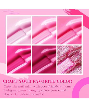 INPING Pink Gel Nail Polish Set - 6 Colors UV Neon Light Shimmer Glitter Peach Purple Hot Pink Varnish - Soak Off Long-Lasting Gel Polish for Nail Art Manicure Pedicure - Buy Online on GoSupps.com