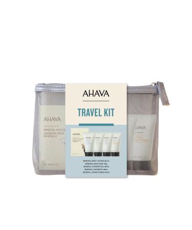 AHAVA Travel Kit - Includes Dead Sea Mineral Body Lotion 1.3 Fl.Oz Mineral Shower Gel 1.3 Fl.Oz Mineral Conditioner 1.3 Fl.Oz Mineral Shampoo 1.3 Fl.Oz & Mineral Mud Soap 1 Oz.