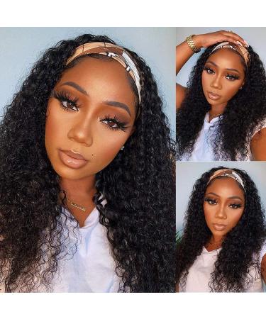 Deep Wave Head Band Wig - 18'' Human Hair Glue-Free Lace Front 150% Density Brazilian Virgin Hair for Black Women - Buy Online on GoSupps.com