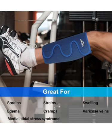 Supregear Adjustable Calf Support Brace - Shin Compression Sleeve for Muscle Pain Relief and Injury Recovery - Blue - Buy Online on GoSupps.com