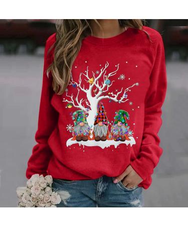 Women's Christmas Snowman & Penguin Print Sweatshirt - Red, 3XL - Buy Online on GoSupps.com