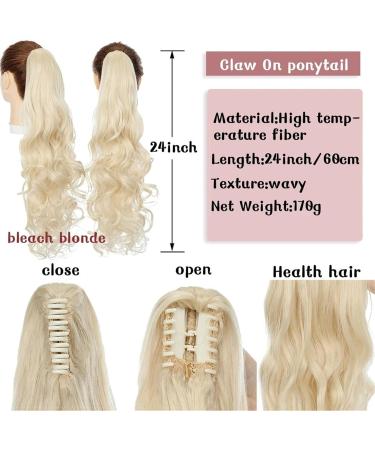 Ponytail Extension Long Wavy Ponytail Extension 24 Inch Claw Clip Pony Tail Hairpiece Claw Clip in Synthetic Long Wave Ponytail Hair Extainson for Women Girls Ponytail Hairpiece for Women (Color : 24inches #613 - Buy Online on GoSupps.com