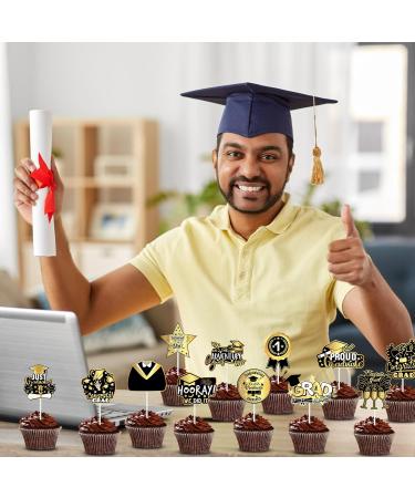 24 Pcs Graduation Cupcake Toppers Gold and Black Cupcake Toppers Graduation Cake Toppers Congrats Graduation Done Cupcake Decorations for 2024 Graduation Party Cake Decorations - Buy Online on GoSupps.com