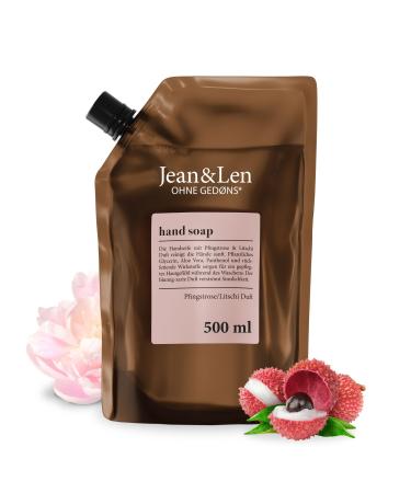 Jean & Len Hand & Body Wash Pivoine & Litchi - Nettoie et nourrit la peau pendant le lavage - Parfum floral d licat - Savon liquide en recharge - Sans parab ne silicone et micro-plastique