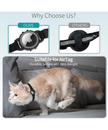 Reflective Airtag Cat Neck Band | Leather GPS Tracker with Apple Airtag Holder & Bell | Pink | Fits Young Cats 9-13 Inch (23-33cm) - Fast International Shipping - Buy Online on GoSupps.com