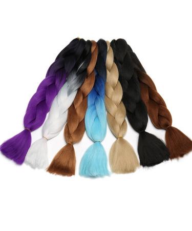 Shop Tess Braids Extensions - 60cm Jumbo KanCalon Ombre Braids (Black/Pink/Purple/Blue) - 100g Bundle for Box Braids - International Shipping Available - Buy Online on GoSupps.com