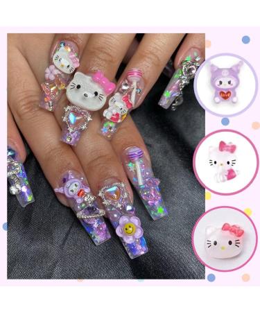 Kawaii Nail Charms - 40PCS 3D Resin Charms for Nail Art Supplies - Cartoon Kitty Jewels - Cute DIY Nail Accessories - 4 Colors - Buy Online on GoSupps.com