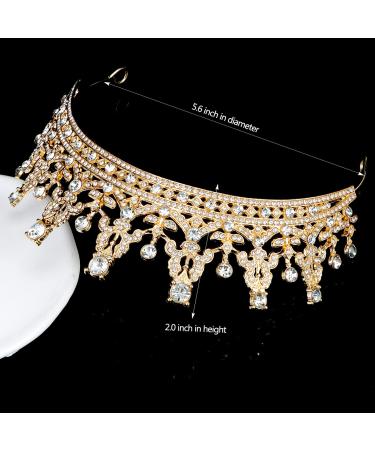 TOBATOBA Gold Tiara for Women - Rhinestone Metal Crown for Birthday, Prom, Quinceanera & Halloween Costumes | Princess Queen Headband for Mother's Day Gift - Buy Online on GoSupps.com