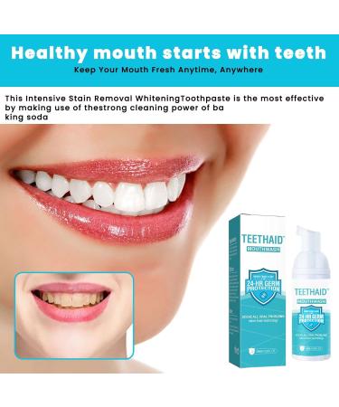 Teethaid Mouthwash & Whitening Foam Toothpaste Natural Peppermint 30ml (2 Pieces) | Best Teeth Cleaning & Whitening Solution - Buy Online on GoSupps.com