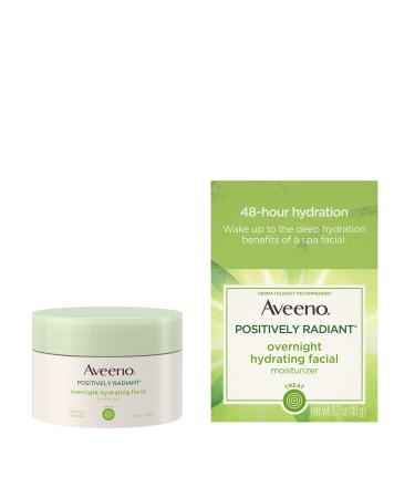 Aveeno Positively Radiant Overnight Hydrating Facial Moisturizer with Soy Extract and Hyaluronic Acid  Oil-Free and Non-Comedogenic  1.7 oz - Buy Online on GoSupps.com