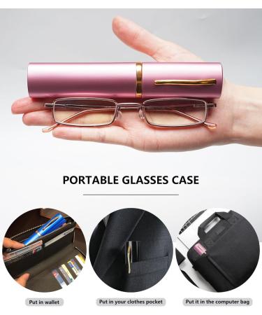 Magimodac Anti Blue Light Reading Glasses - Prescription Metal 3.5 Diopter for Men & Women - Narrow Fit with Pensui Pink Style - Buy Online on GoSupps.com