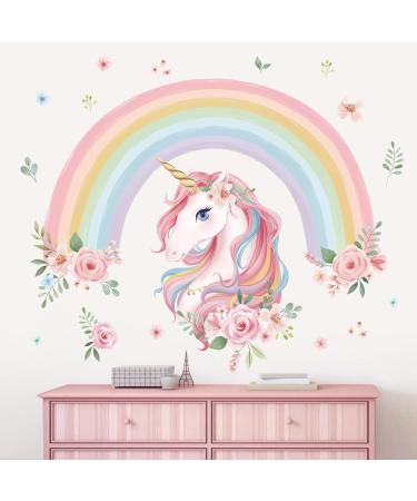 Wondever Large Rainbow Wall Decals Unicorn Flower Peel and Stick Stickers for Girls Bedroom Nursery - Buy Online on GoSupps.com