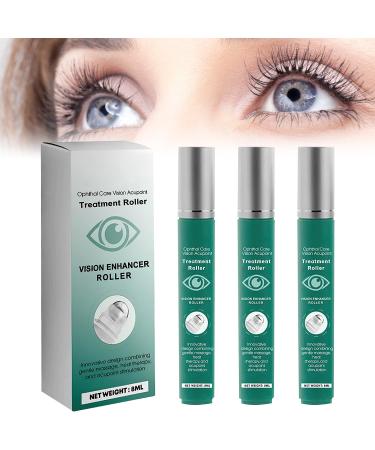 Vision Enhance Massage Roller Eye Roller to Enhances Visual Clarity Natural Vision Enhancer Roller Relieve Eye Strain Fatigue and Discomfort 8 ml (3 Pcs)