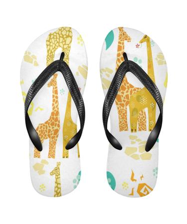 Mnsruu Giraffe Paw Print Flip Flops Home Hotel Spa Bedroom Travel XL for Men Women