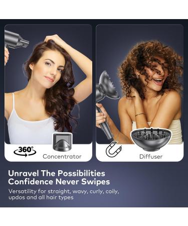 llano Hair Dryer with Diffuser Fast Drying 1500W Motor &10 5000 RPM Professional Hair Dryer with 500 Million Ions for Curly and Straight Hair Low Noise/Lightweight/Mini Great for Travel and Home Pearl Grey - Buy Online on GoSupps.com