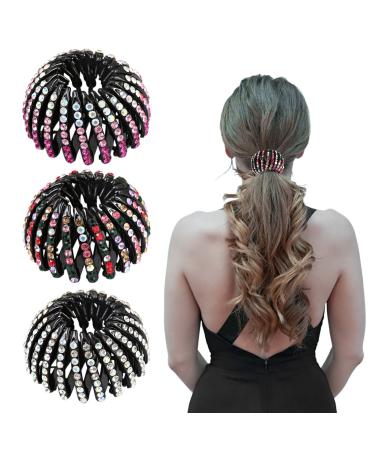 Gsrhzd bird nest hair clip 3 pieces of hair clips women ponytail holder crystal bird nest hair accessories expandable bird nest hair clips for girls women