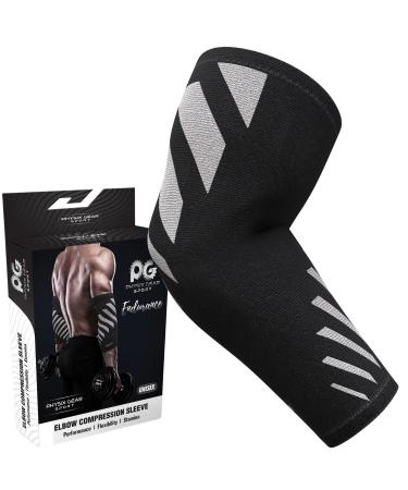 Physix gear elbow bandage men & women breathable tennis arm bandage elbows support compression elbow bandage tennis arm cuff gray l |11.2 "-12.5" Circumference Gray/Black - (single)