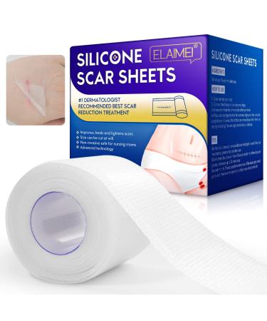 Silicone Scar Sheet  Clear Scar Tape  Strips Soften and Flattens Old & New Scars Resulting from Surgery  Injury  Burns  C-Section et  Safe and Painless Scar Removal (1.6  x120  Inch)