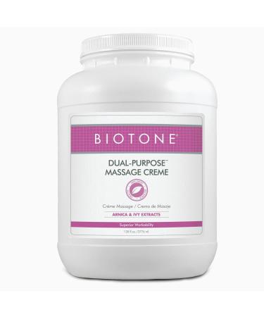 BIOTONE Dual-Purpose Massage Crme with Arnica and Ivy Extracts, Pure Ingredients, Effortless Glide, Luxurious Feel, More Workability, Less Reapplications 128 Fl Oz (Pack of 1)