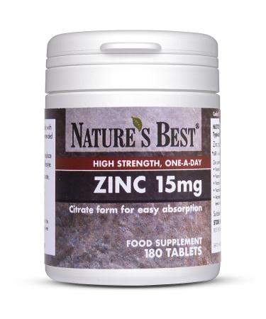 Supercharge Your Immunity: High-Strength Zinc 15mg 180 Tablets 6-Month Supply | Nutritionist-Recommended Highly Absorbable Citrate Form | Small Easy-to-Swallow Vegan Tablets for Optimal Wellness!